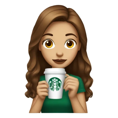 A borwn haired girl drinking starbucks sticker