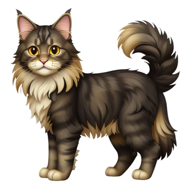 cinematic-black-maine-coon-cat-full-body-on all fours-emoji,-head-tilted-playfully-and-inquisitively,-sleek--black-fur,-simplified-yet-adorable-features,-highly-detailed,-glowing-with-a-warm,-friendly-glow -simplified-yet-realistic sticker