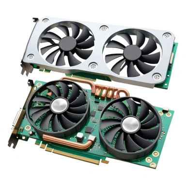 computer graphics card, GPU with fans and circuit board sticker