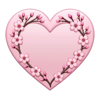 heart with sakura blossom border sticker