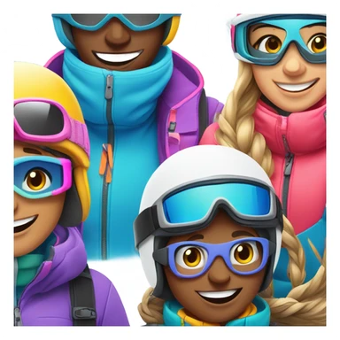 Group of friends skiing  sticker