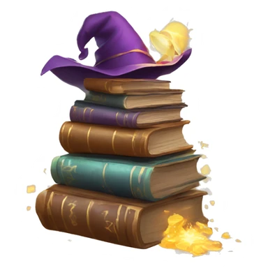 pile of books and magic spell scrolls sticker