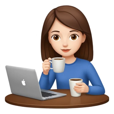 laptop and coffee are on the table. coffee is not on the laptop. the girl is drinking coffee. sticker