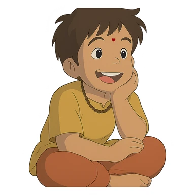 happy Indian kid listening to a story sticker