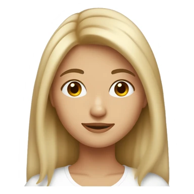 una chica de tés blanca y pelo lacio color castaño claro  sticker