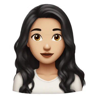 beautiful girl with long black hair with red tips on her hair, brown eyes, long face, big-ish nose, thick eyebrows, perfect lips sticker