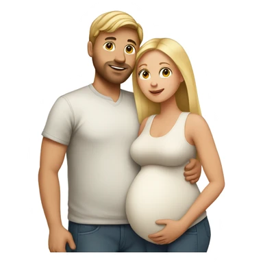 Pregnant blonde with brown haired husband sticker
