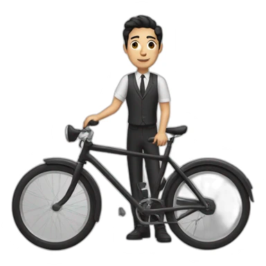 White Alfred with black hair with bike sticker