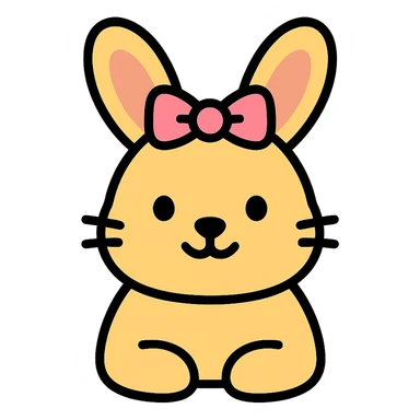 a very cute rabbit with a pink ribbon sticker