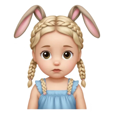 bunny ear accessory wearing baby braided hair sad  sticker
