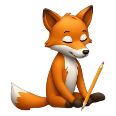 artist fox writing with a pencil sticker