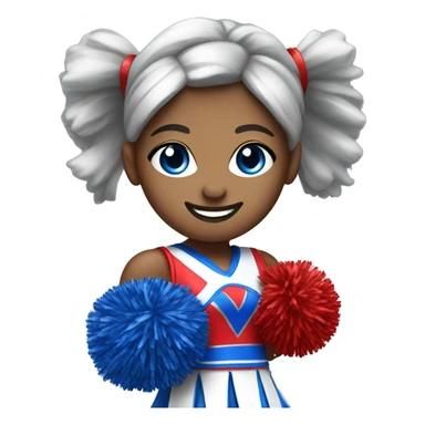 Cheerleader with pom-poms blue red and silver sticker
