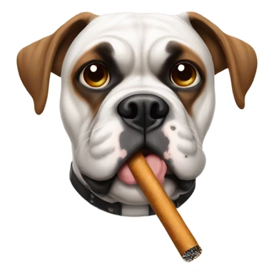 white boxer with brown eye patch smoking cigarette sticker