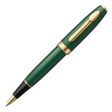 dark green Parker pen with light beige details, Apple emoji style, no text sticker
