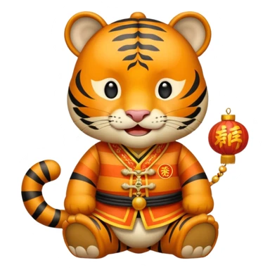 Chinese new year 老虎，我要有新年气氛的… 背景可以加屋子等吗… 可以加 新年快乐 2026 字眼吗 sticker