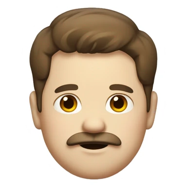 slightly chubby man with brown hair and smaller moustache sticker