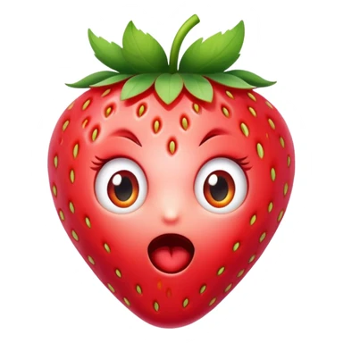 A surprised strawberry emoji with wide eyes, vibrant and colorful style. sticker