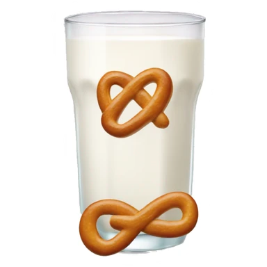 A glass of milk with a pretzel sticker