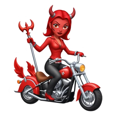 Female Devil riding a chopper motorcycle  sticker