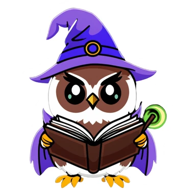 owl wizard with spell book sticker