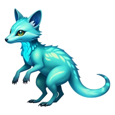 Exotic futuristic bioluminescent translucent transparent lush warm-colored neon-glowing iridescent Fakémon-Fionbri-Vernid-Sergal-Genet-creature (full body) sticker