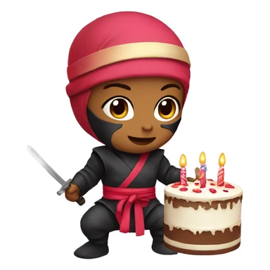 baby ninja with birthday cake  sticker