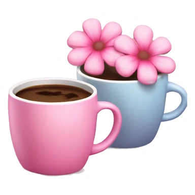 2 pink coffees and pink flowers  sticker