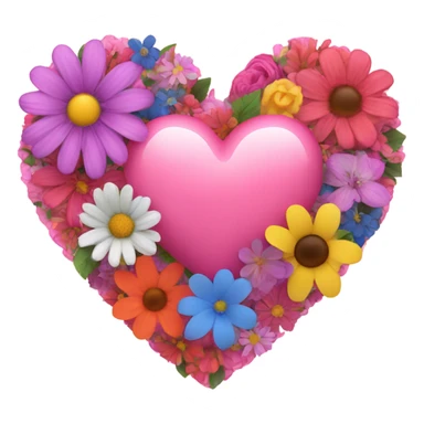 Pink heart with flowers around it sticker