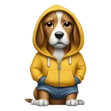 Dog wearing a hoodie with hands in pants pockets sticker
