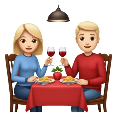 apple style emoji, couple having a romatic dinner date at home sticker