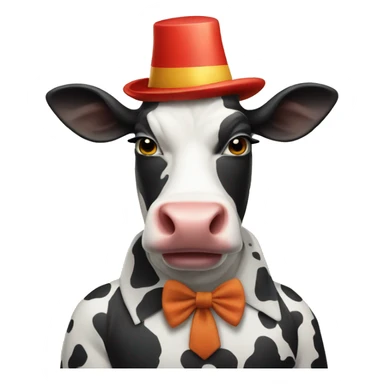 A cow that is dress up like a clown sticker