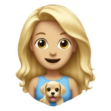 Blonde hair woman excited for puppy sticker