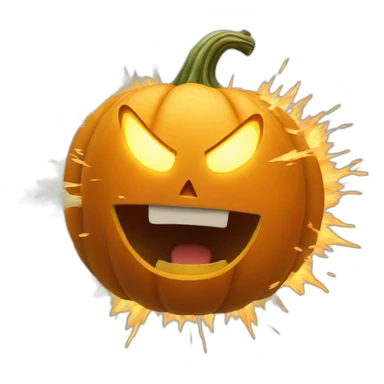an exploding pumpkin with a shocked face sticker