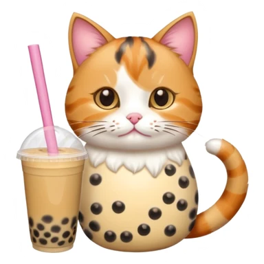 Cat drinking bubble tea sticker