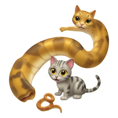 cat  and snake playing sticker