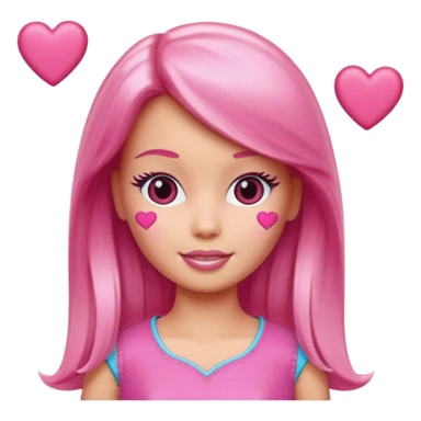 lav en barbie emoji med hjerter istedet for øjne sticker