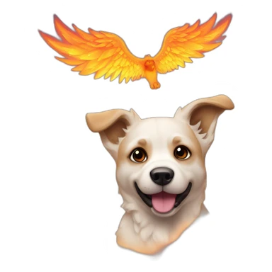 Perro con alas en un cielo de fuego sticker