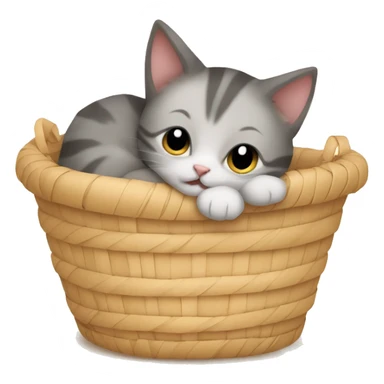 Kitten curled up in a basket sticker