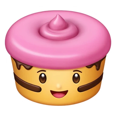 Yumuş yumuş pembe ayıcık elinde kremalı kek tutan sticker