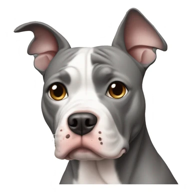 Pitbull gray and white, pointy ears sticker