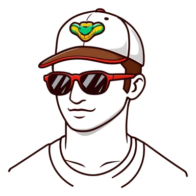 guy with brown hair, baseball cap, wearing polarized Pit Viper glasses sticker