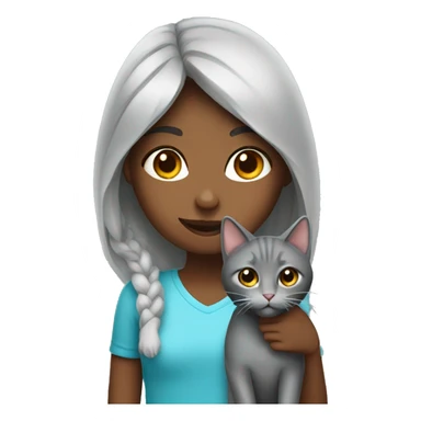 a girl with a grey cat sticker