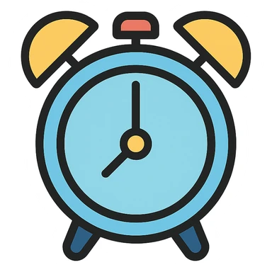 light blue alarm clock, color icon, clean and modern sticker