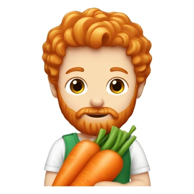 ginger hair and beard caucasian holding a carrot baby sticker