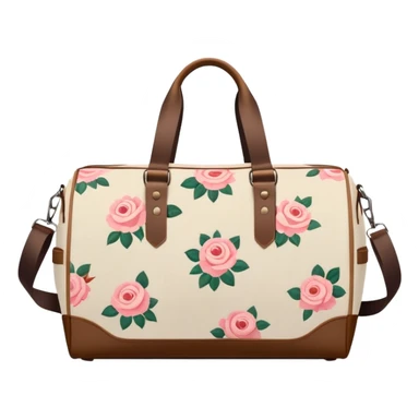 A sports bag with a pale beige print in a small roses sticker