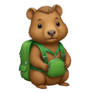 baby capybara wear green backpack sticker