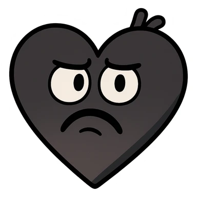 black heart with a gradient, minimal flat style sticker