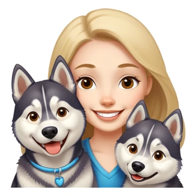 Girl with two huskies  sticker