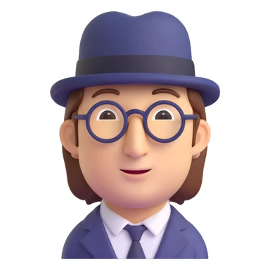 John Lennon wearing a bowler hat, 3D emoji style sticker