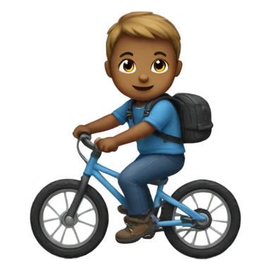 A baby boy holding a mountain riding a bike sticker